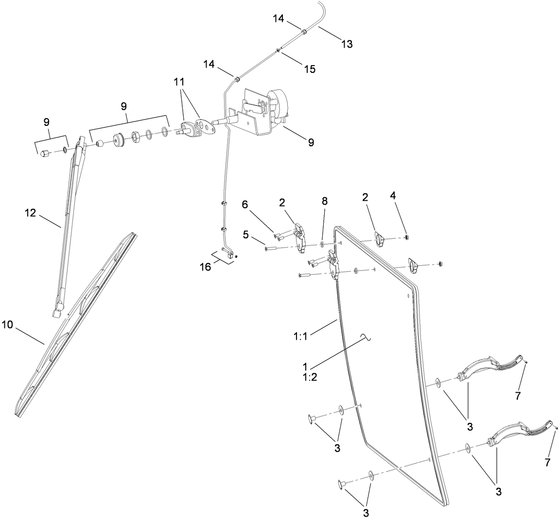 Front/Back Window and Wiper  Cab Assembly