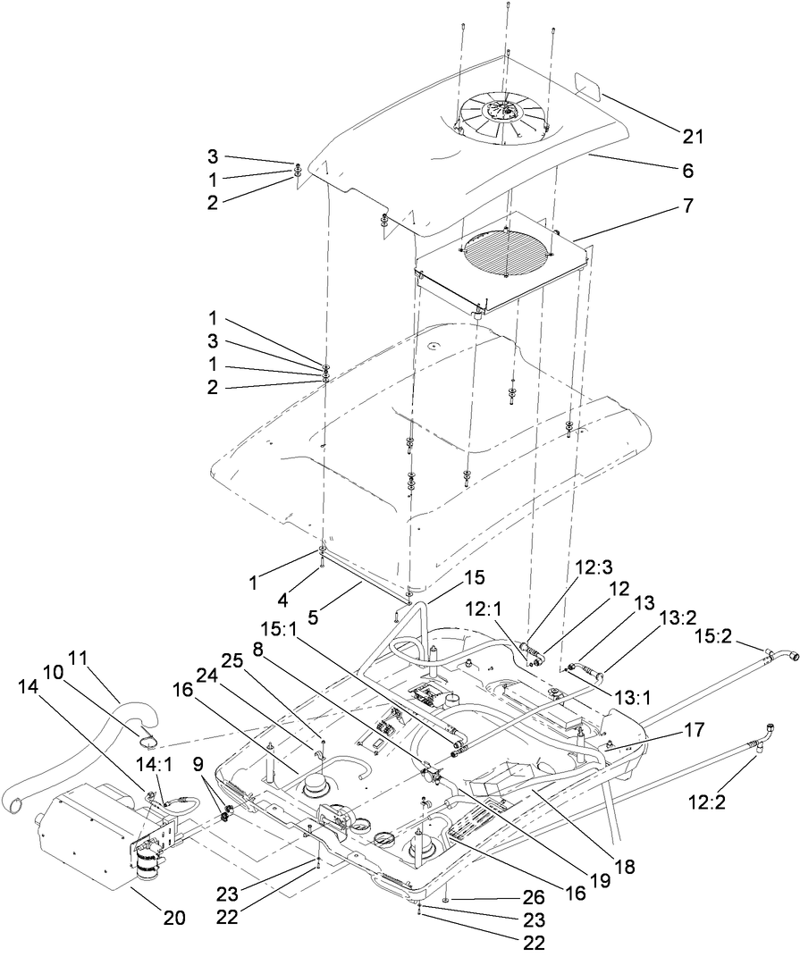Roof, Condenser and Evaporator Assembly