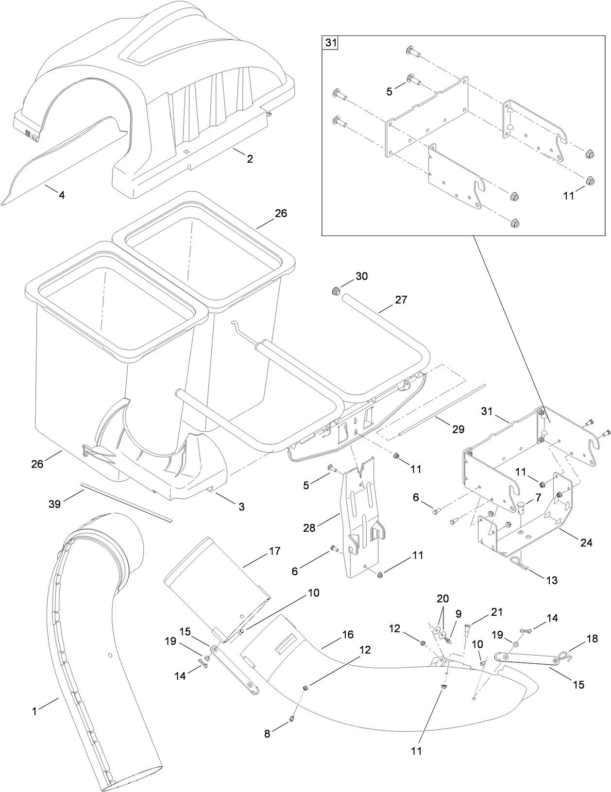 42/46 Inch Twin Bagger Assembly