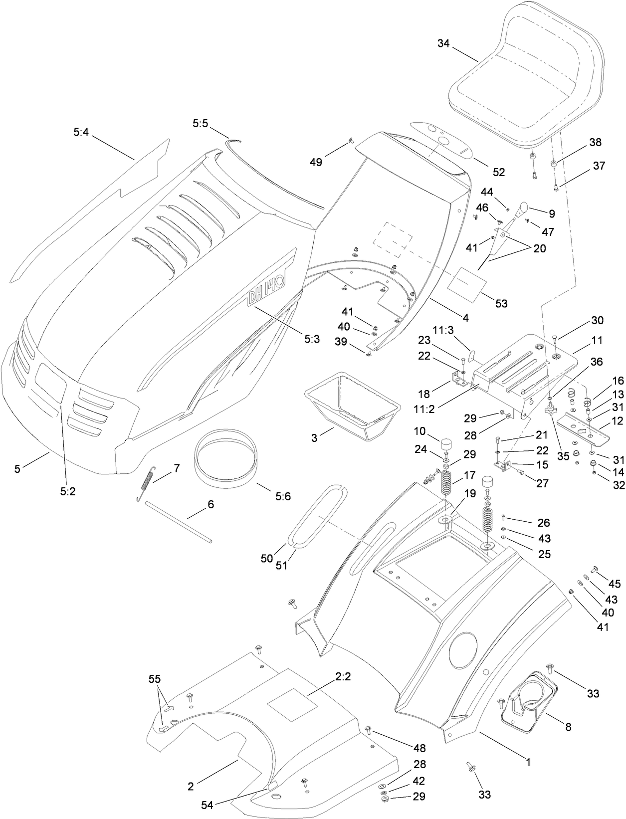 Hood, Seat and Fender Assembly