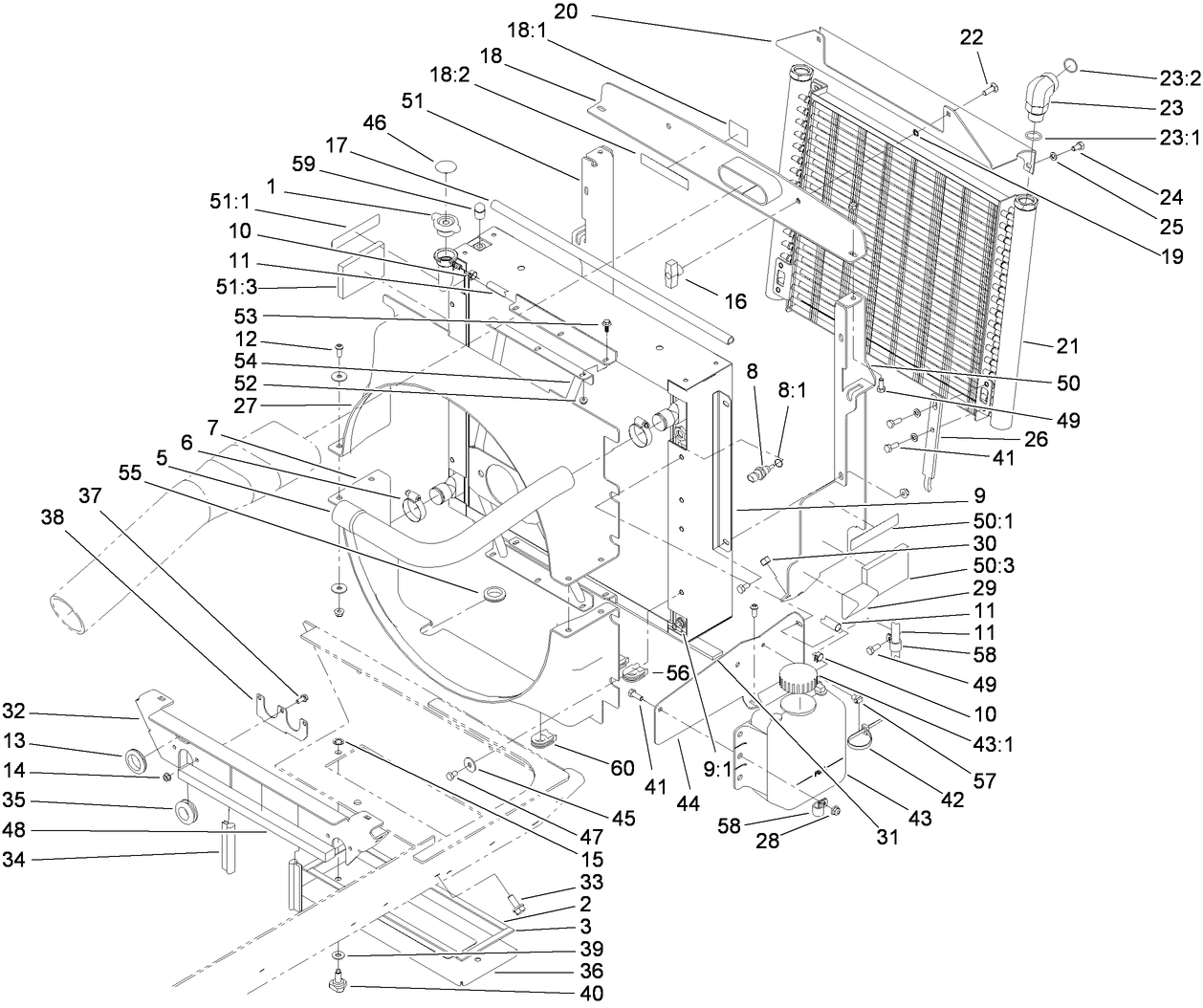 Radiator, Oil Cooler and Support Assembly