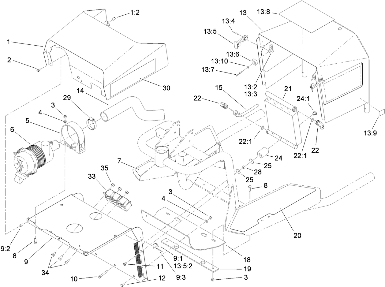 Shroud, Relay, Air Cleaner and Oil Cooler Assembly