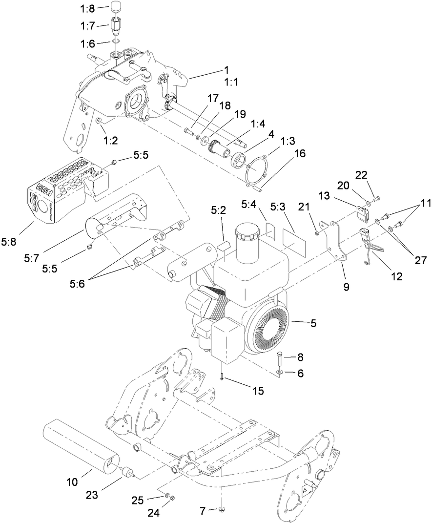Gearbox and Engine Assembly