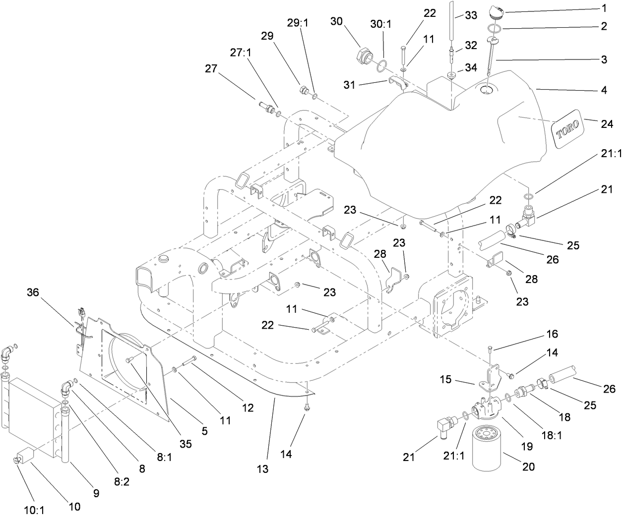 Hydraulic Tank, Filter and Cooler Assembly