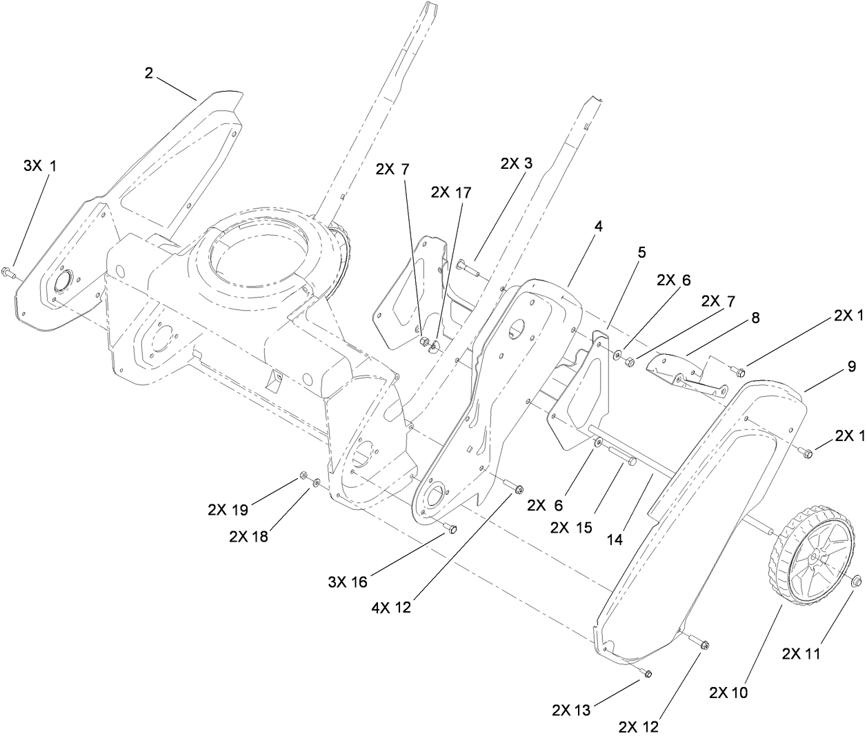 Axle, Rear Wheel and Sideplate Assembly