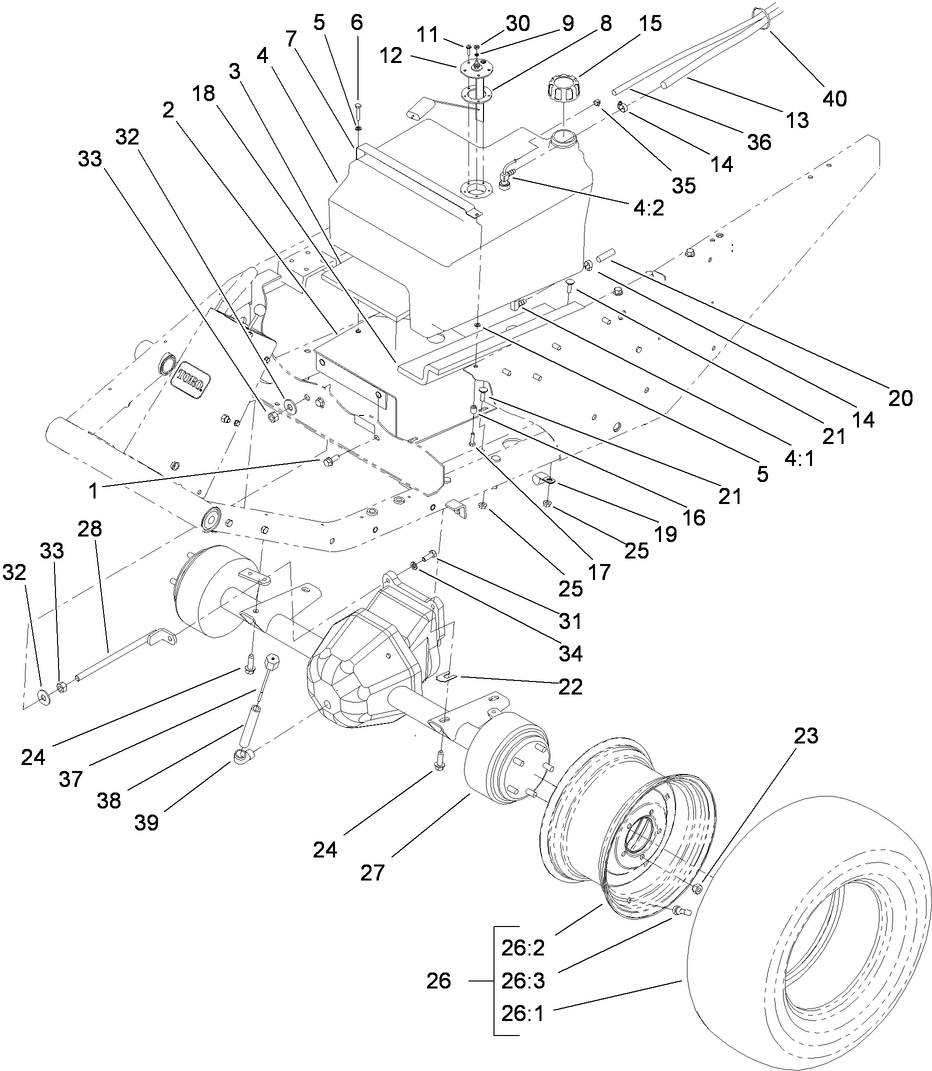 Fuel Tank and Front Axle Assembly