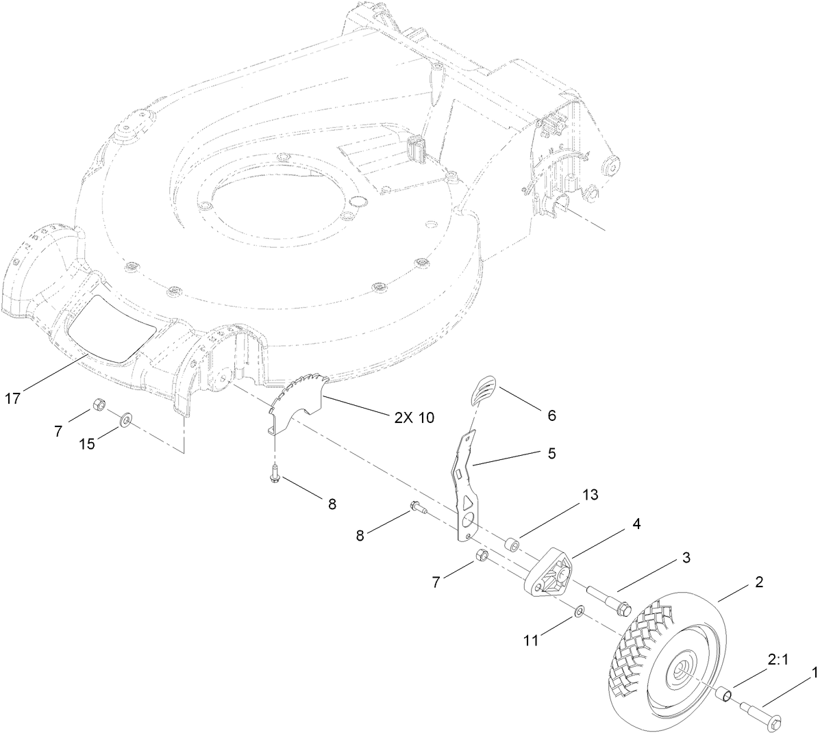 Front Wheel and Height-of-Cut Assembly