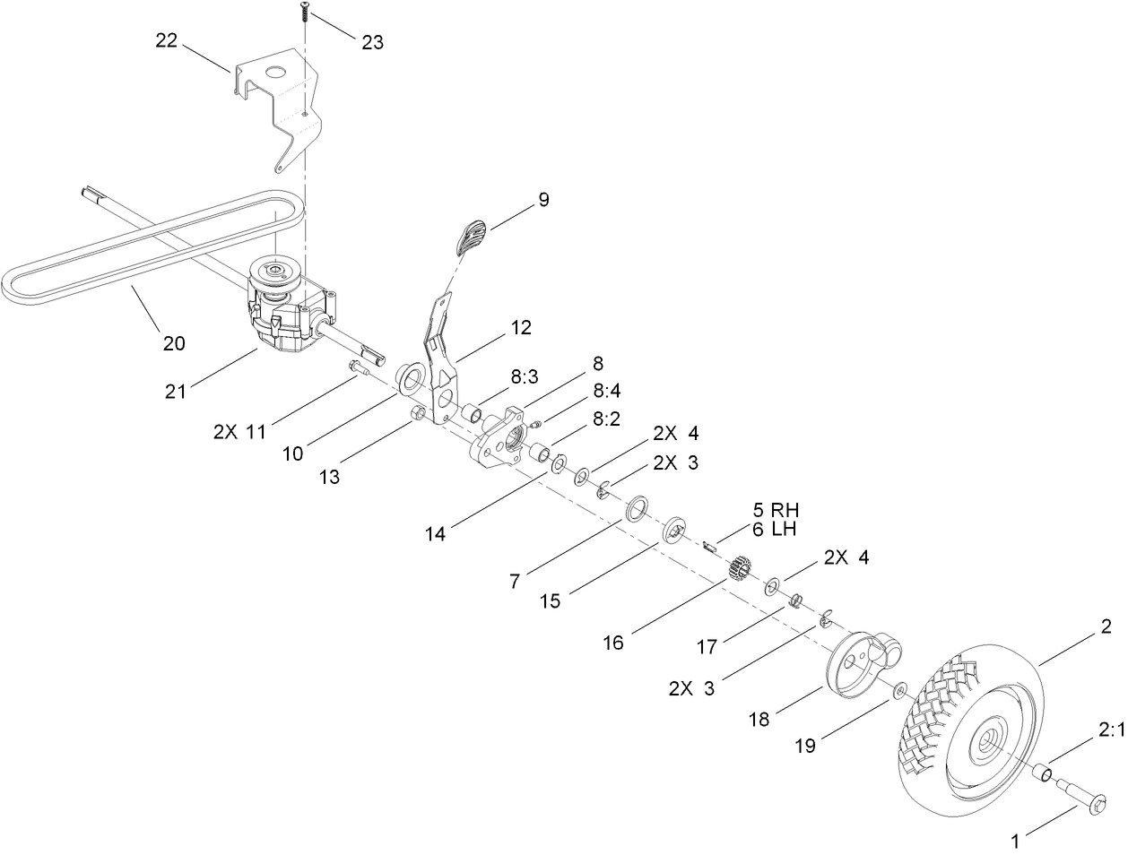 Rear Wheel and Transmission Assembly