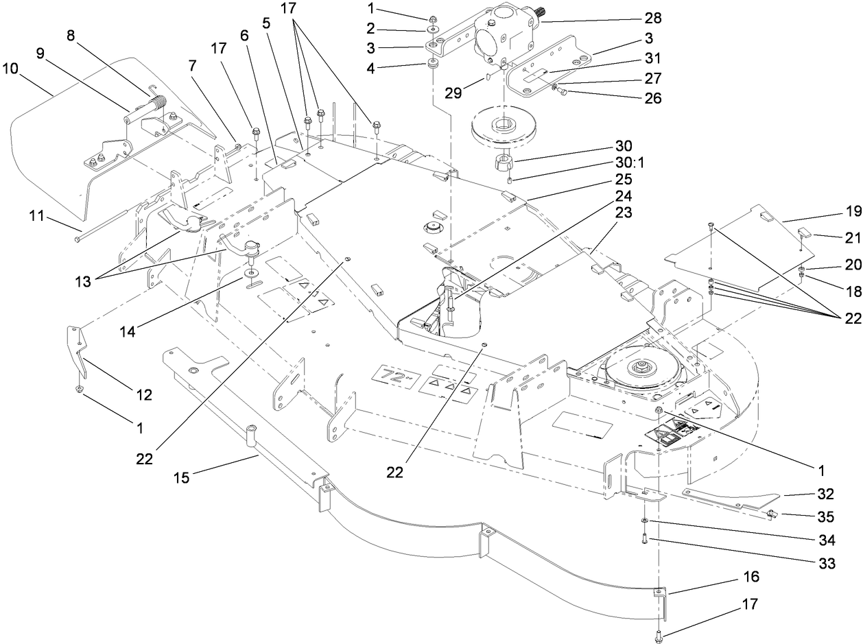 Gearbox, Baffle and Cover Assembly