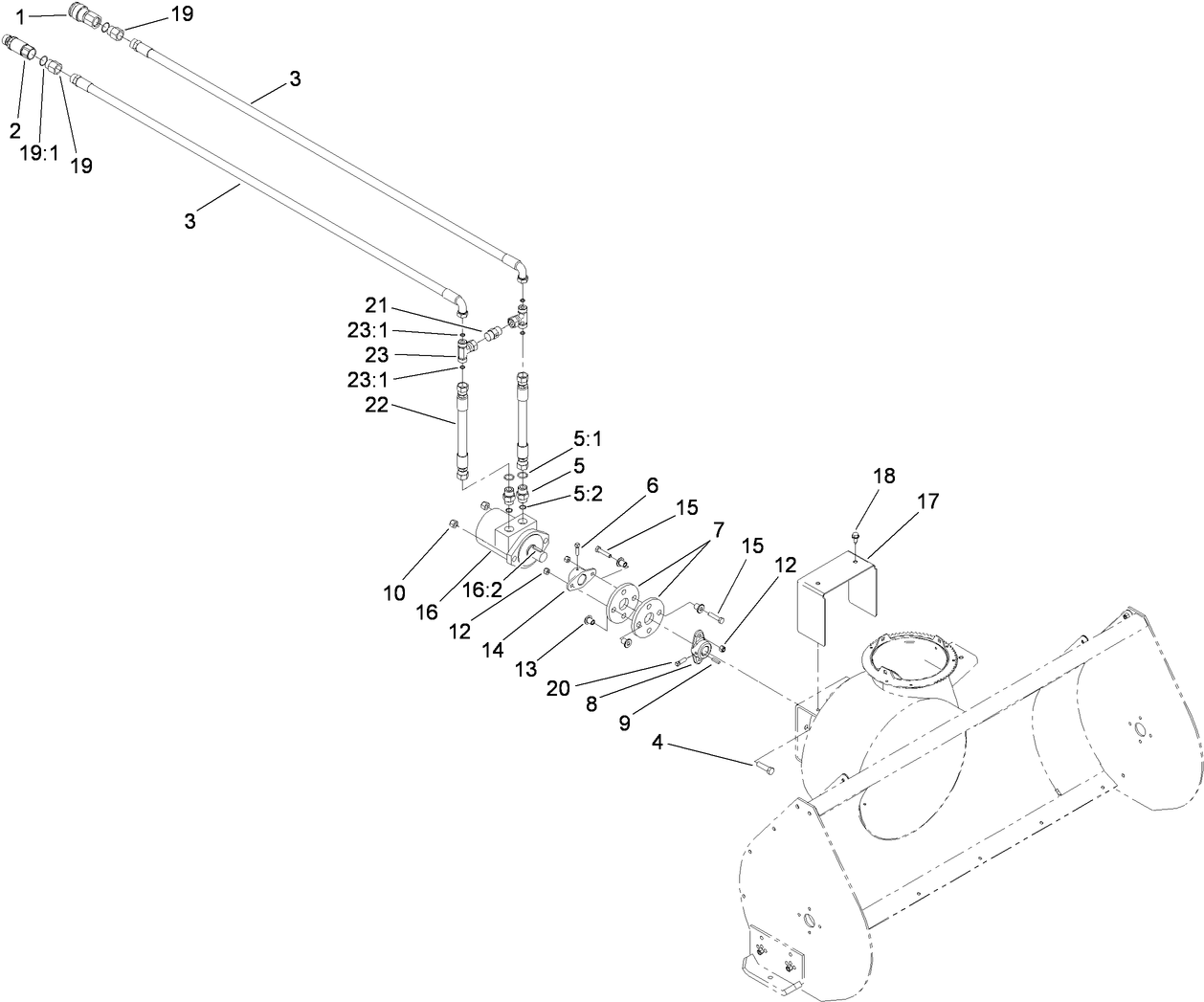 Hydraulic Hose and Motor Assembly
