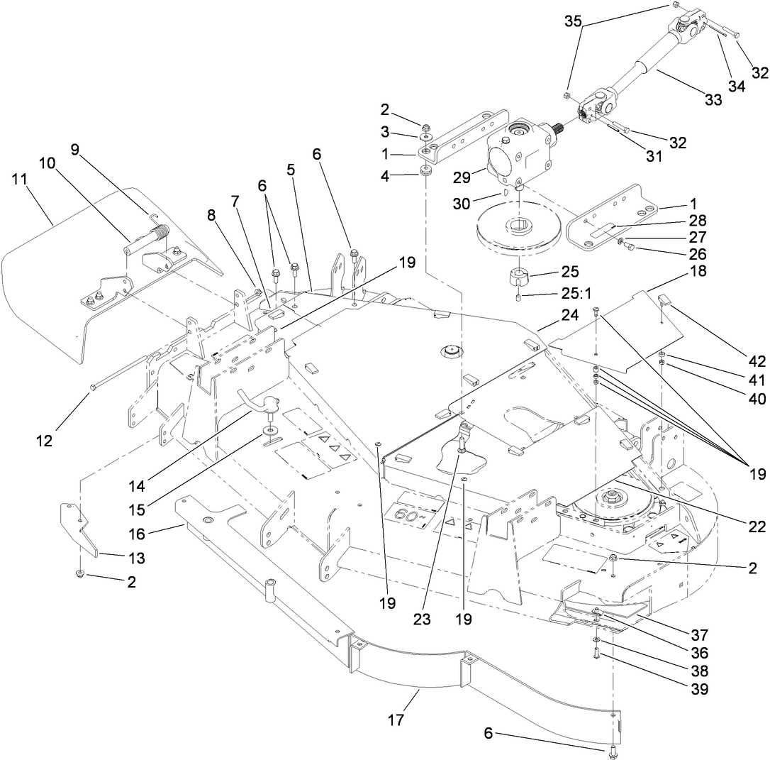 Cover, Gearbox and Baffle Assembly