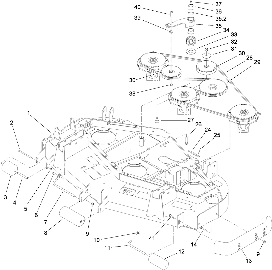Deck, Roller, Belt and Pulley Assembly