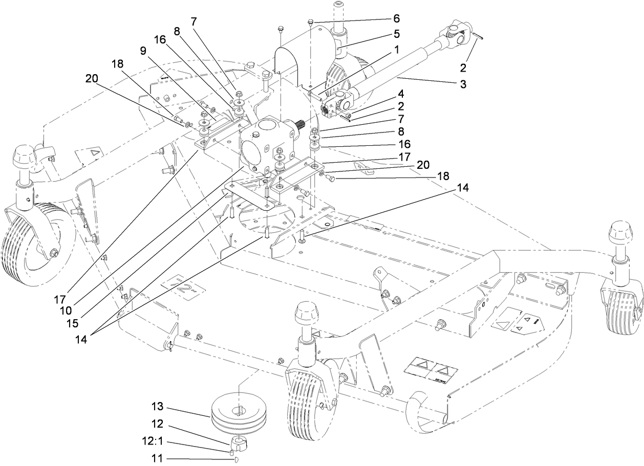 Gearbox, Driveshaft and Guard Assembly