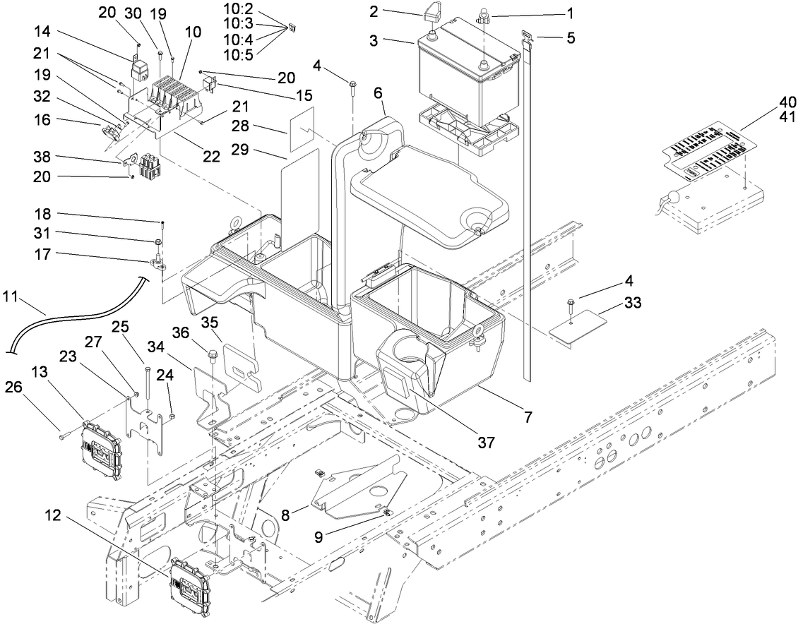 Power Center, Battery and Storage Box Assembly
