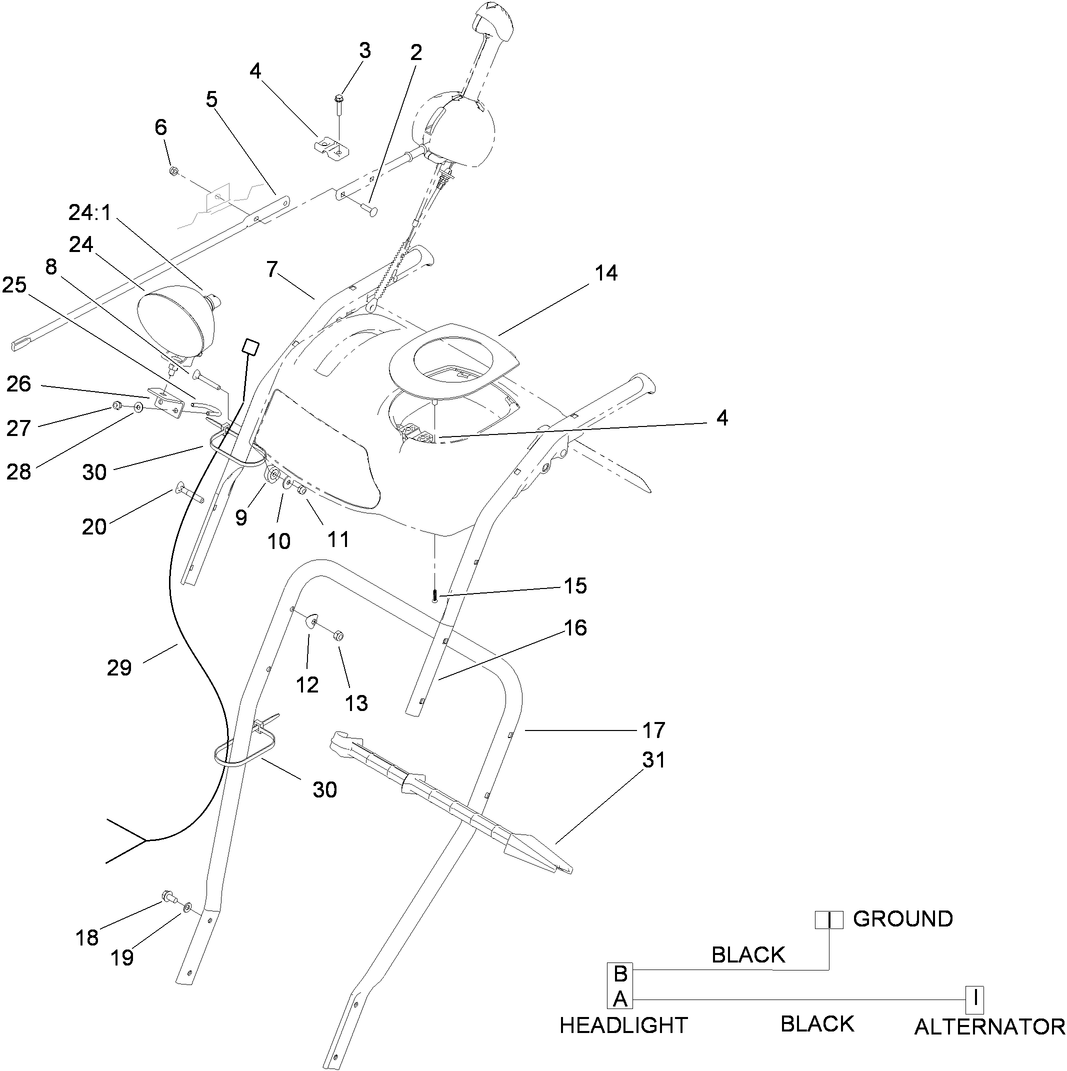 Lower Handle and Headlamp Assembly