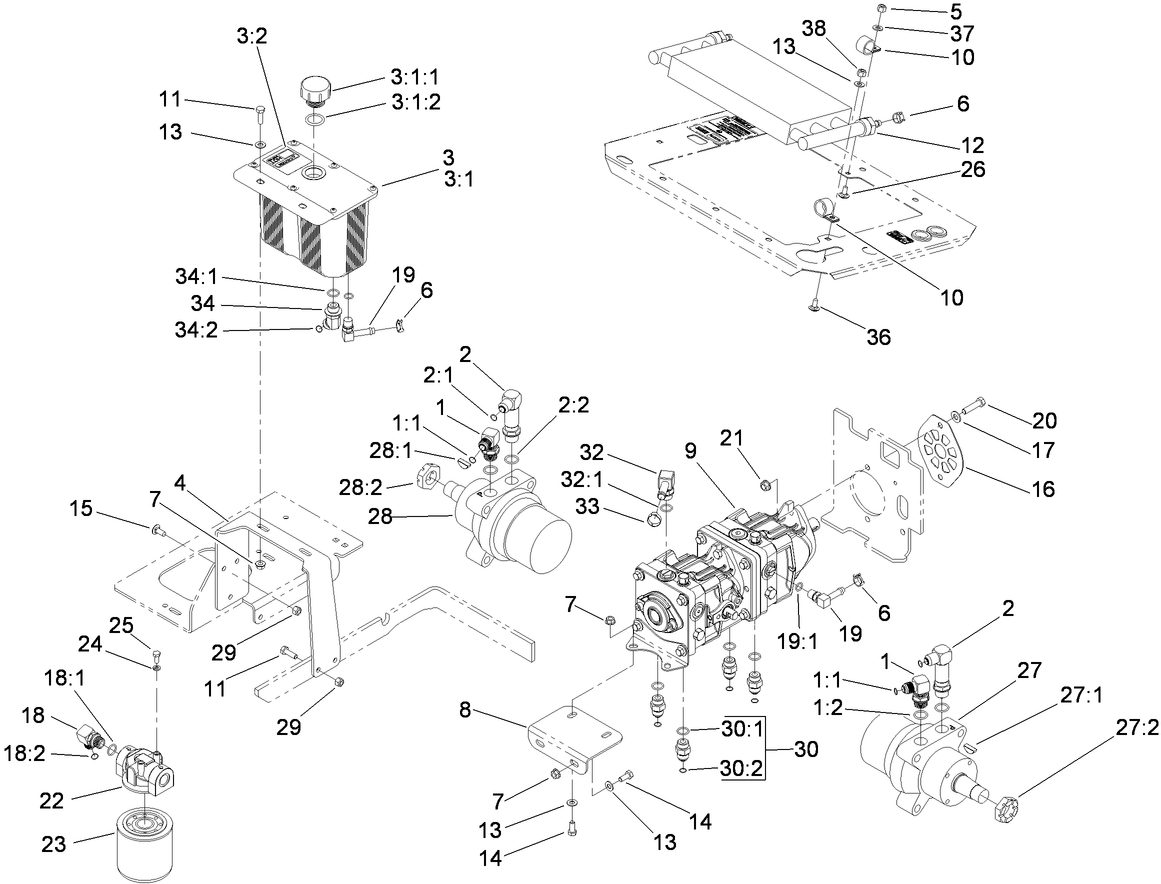 Hydraulic Tank, Motor and Pump Assembly