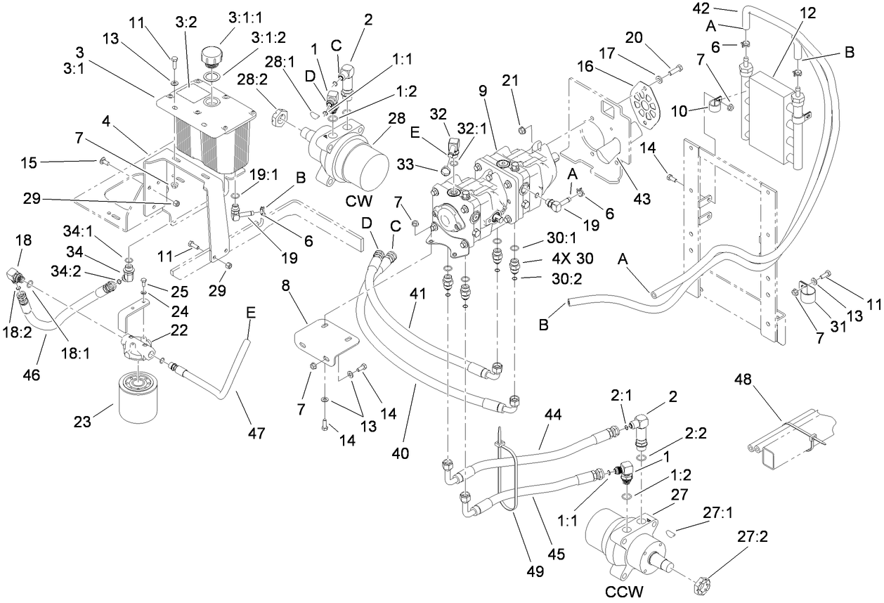Hydraulic Tank, Motor and Pump Assembly