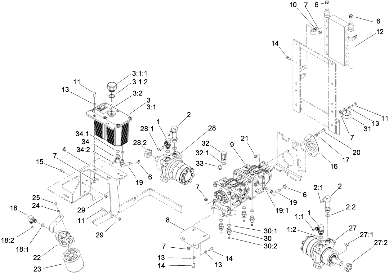 Hydraulic Tank, Pump and Motor Assembly