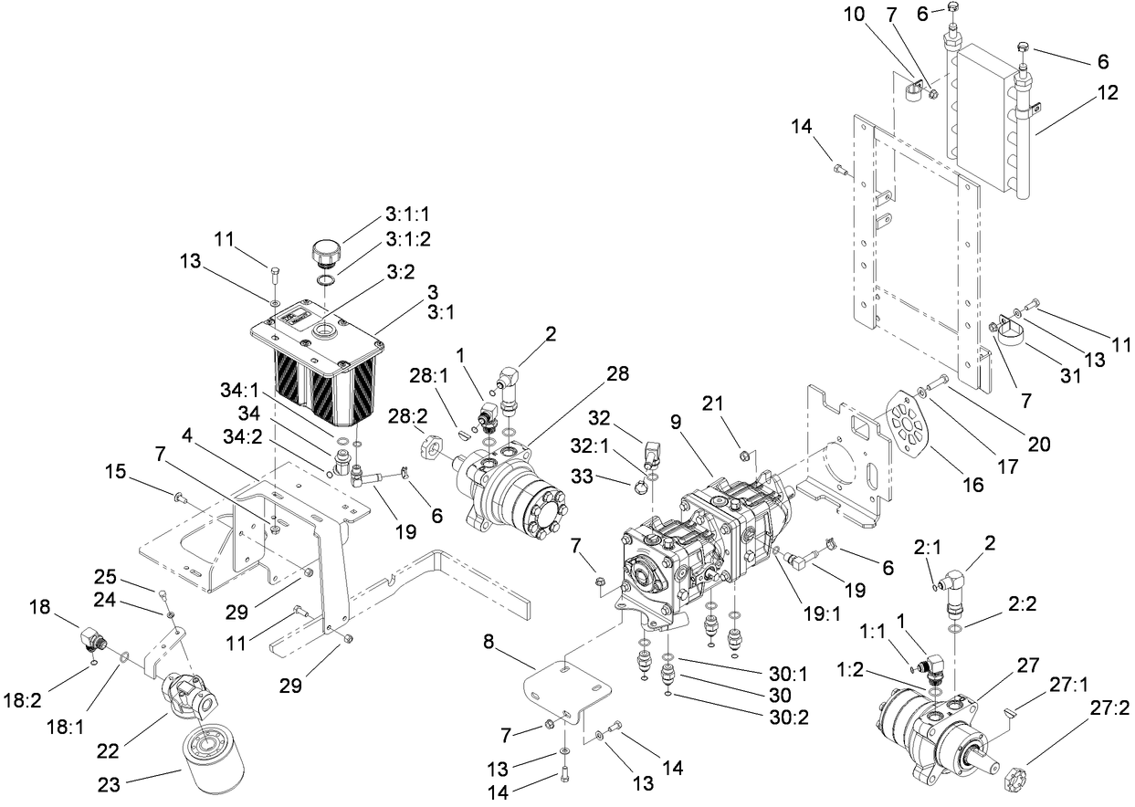 Hydraulic Tank, Pump and Motor Assembly