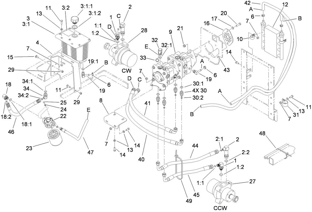 Hydraulic Tank, Motor and Pump Assembly