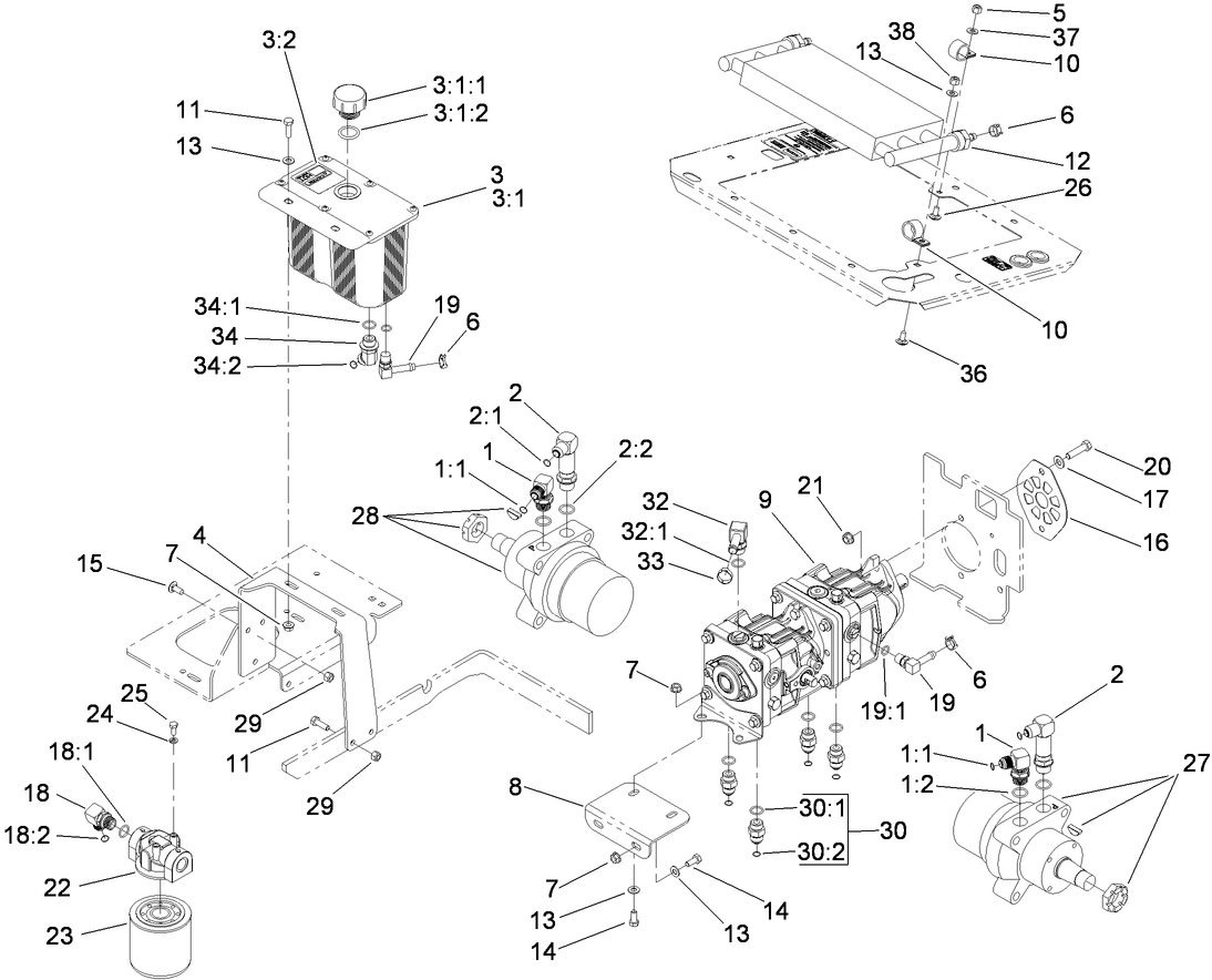 Hydraulic Tank, Motor and Pump Assembly