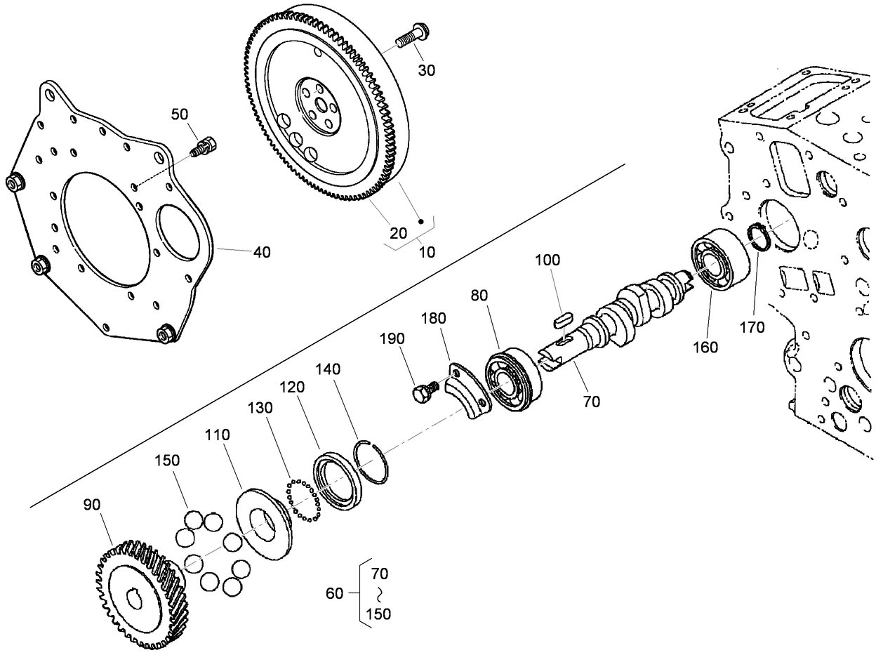 Flywheel and Fuel Camshaft Assembly