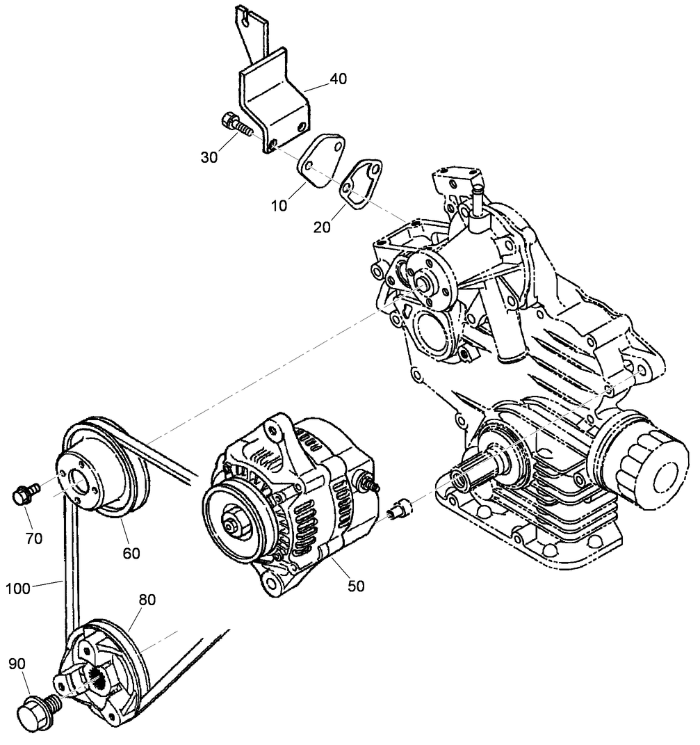 Alternator and Pulley and Fuel Pump Cover Assembly
