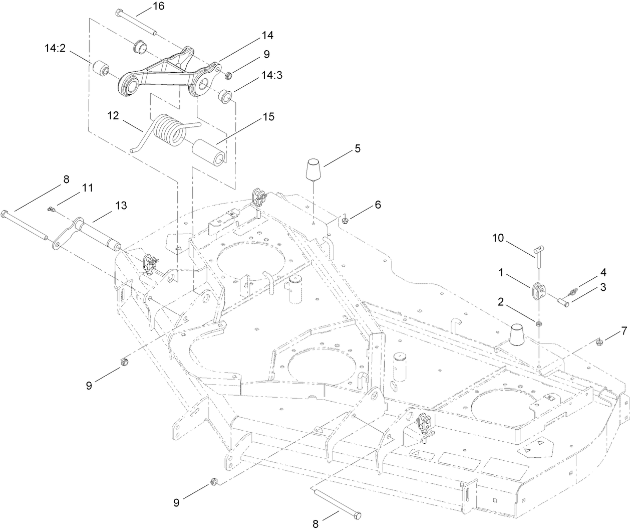 Deck Adjustment Link and Bumper Assembly