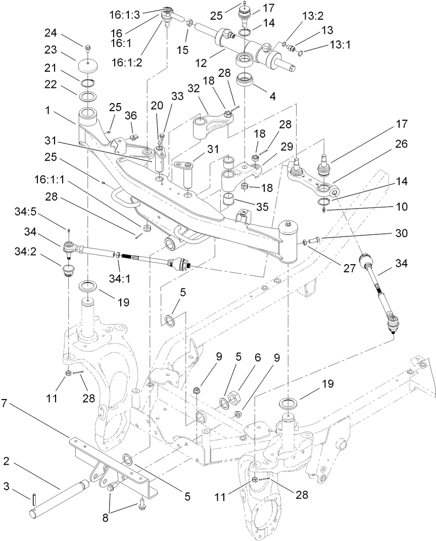 Front Axle and Tie Rod Assembly