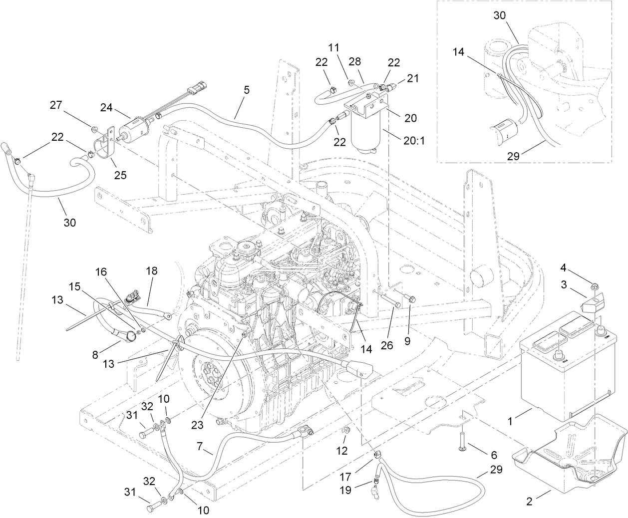 Battery and Fuel Delivery Assembly