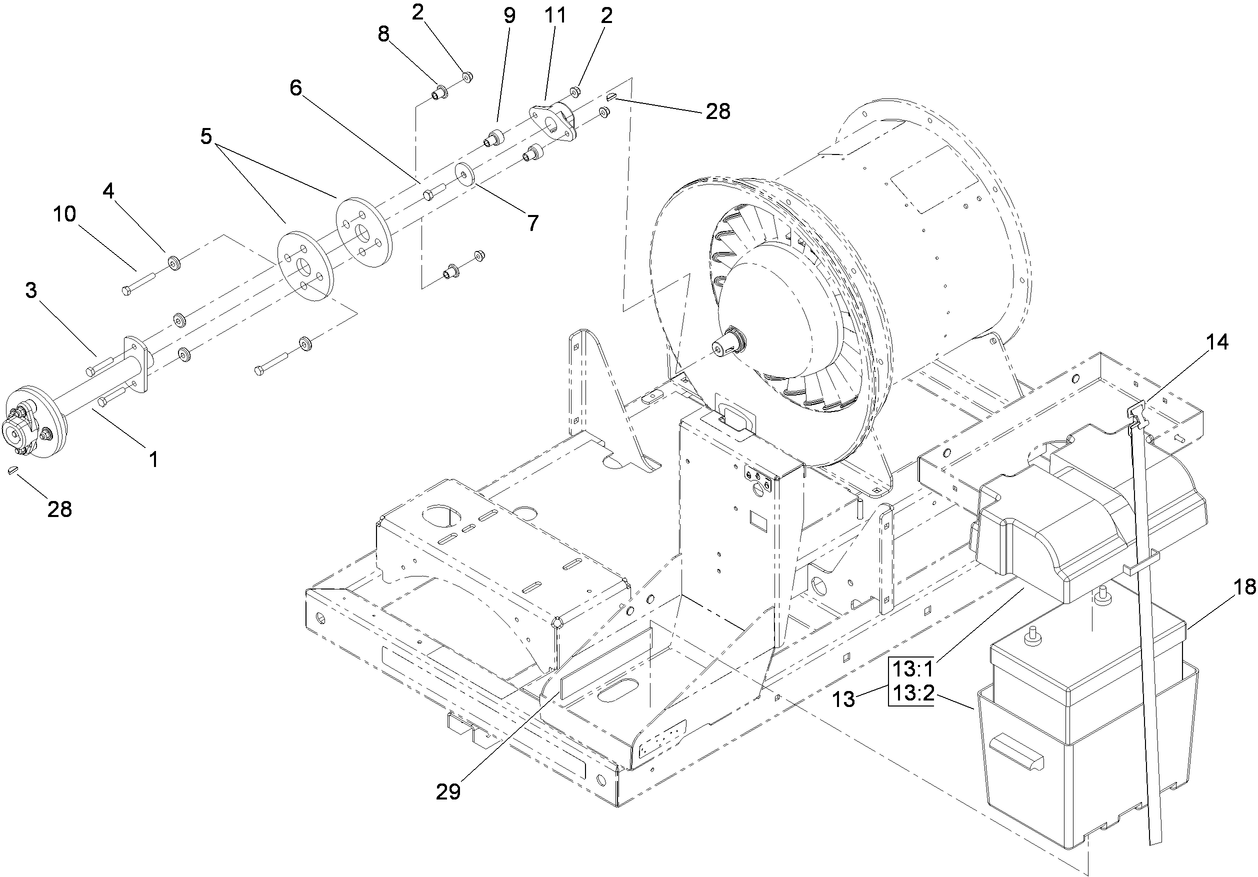 Clutch, Battery and Electrical Component Assembly