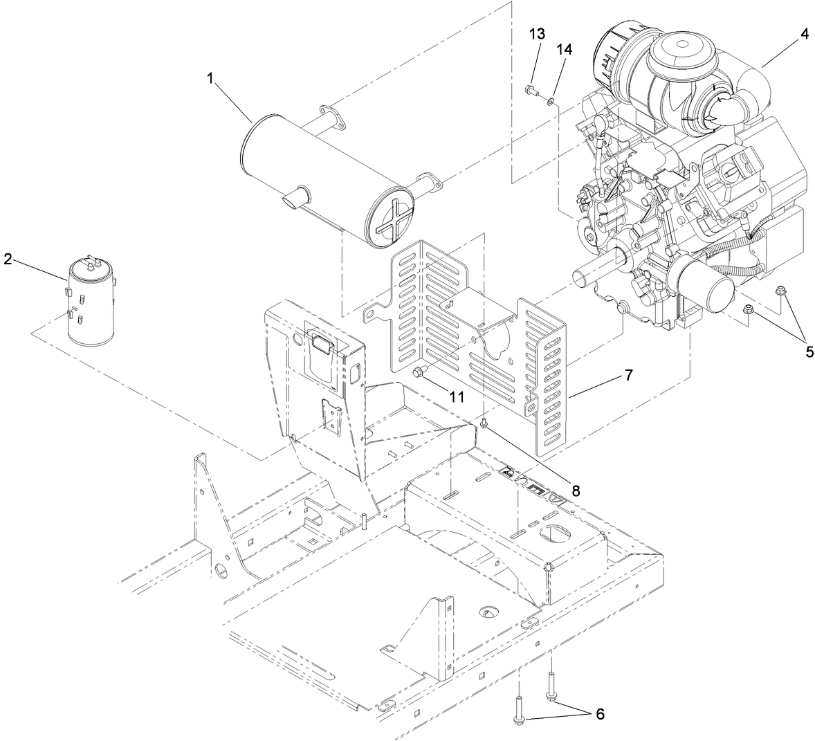 Engine and Muffler Assembly