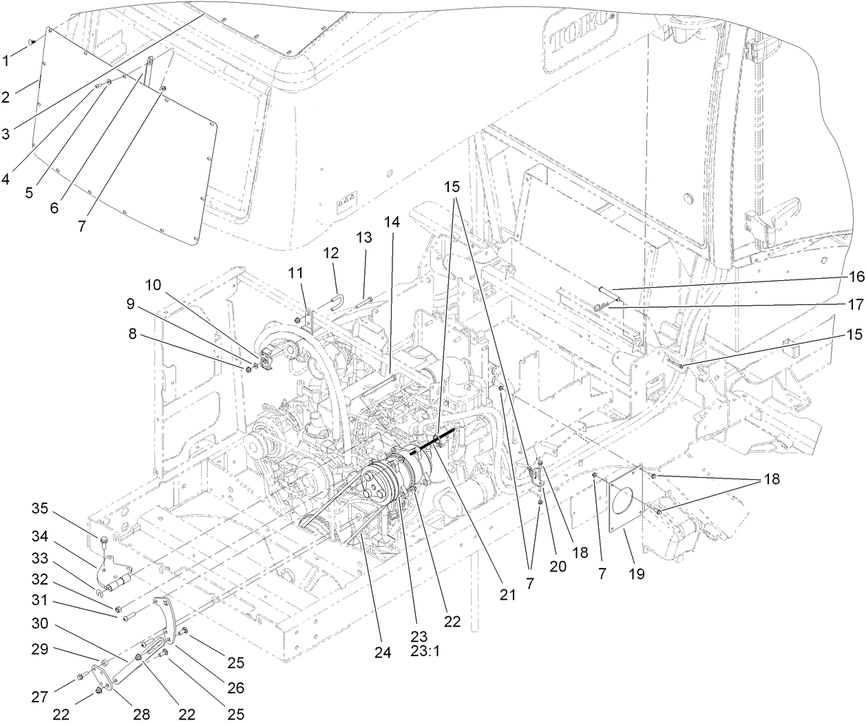 Compressor Mount and Screen Assembly