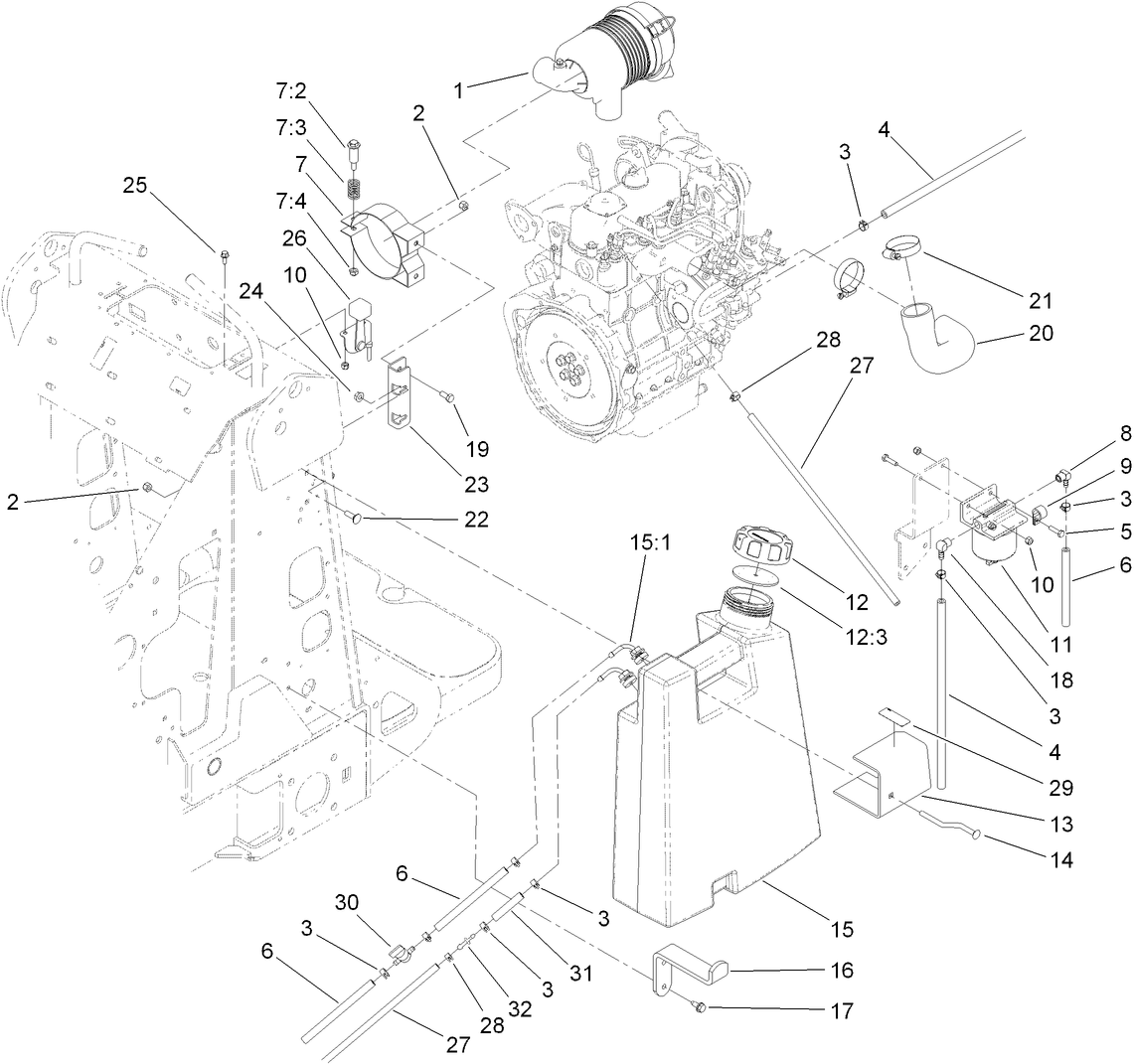 Fuel Tank and Air Filter Assembly