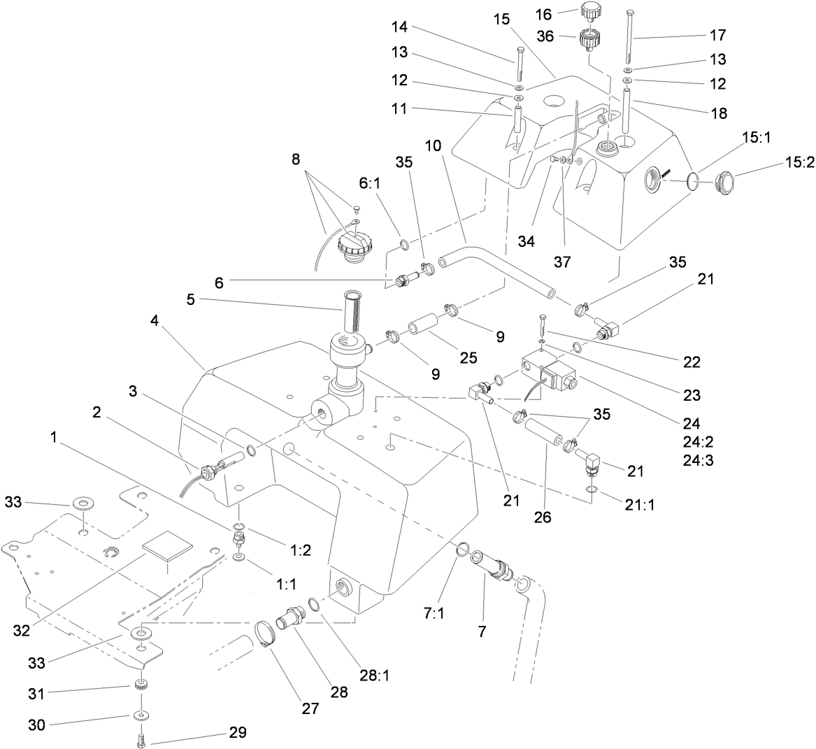 Hydraulic Reservoir and Leak Detector Assembly
