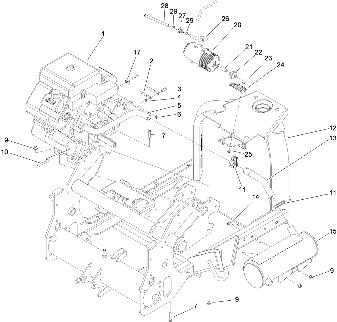 Engine and Muffler Assembly