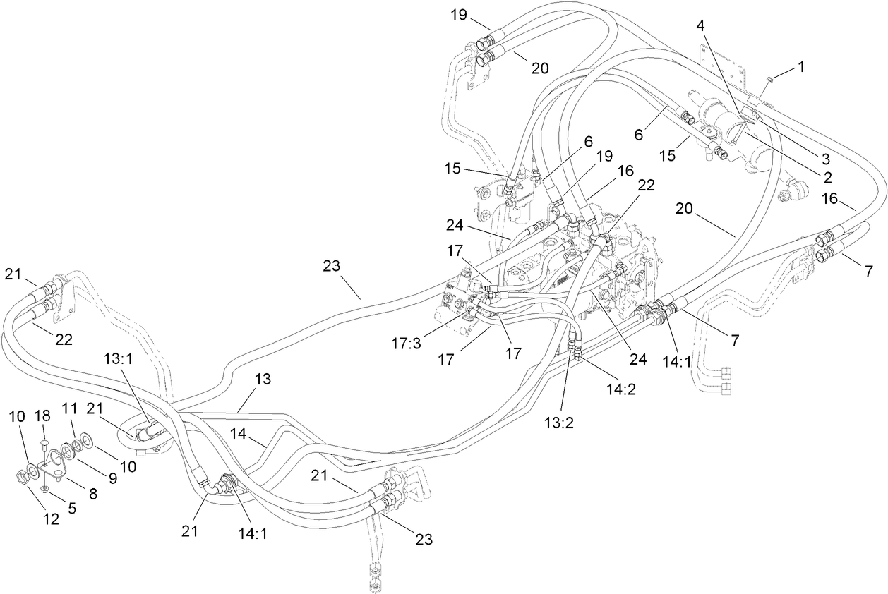 4 Wheel Drive Hydraulic Hose and Fitting Assembly
