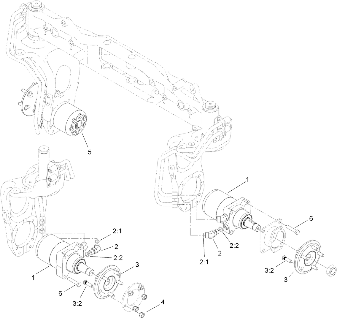 4 Wheel Drive Hydraulic Motor and Fitting Assembly