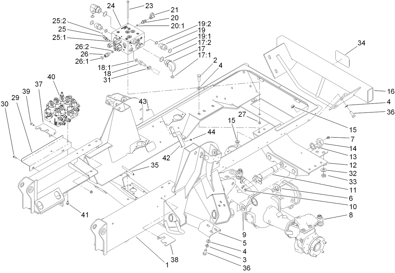 Frame, Rear Axle Mount and Bumper Assembly