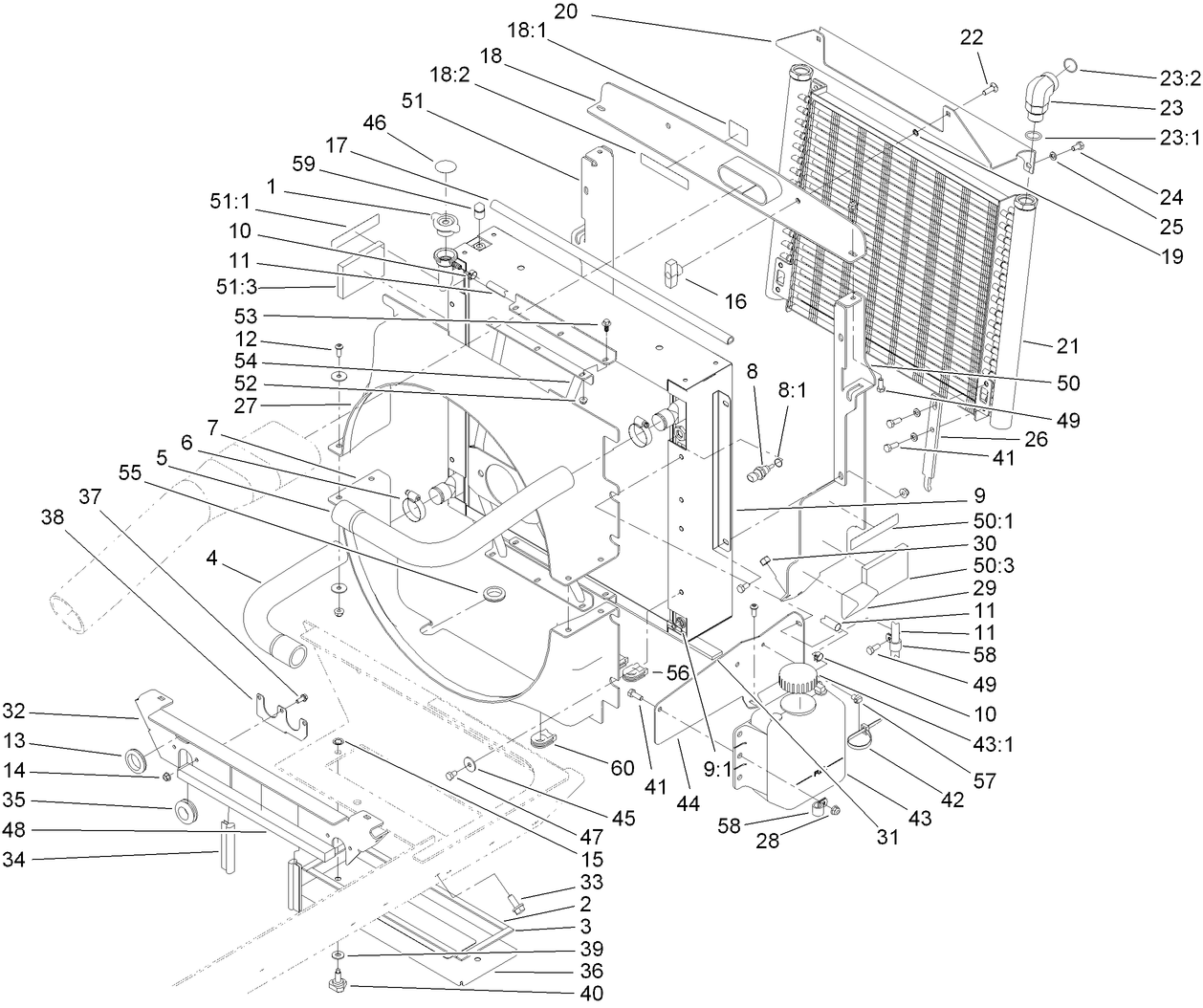 Radiator, Oil Cooler and Support Assembly