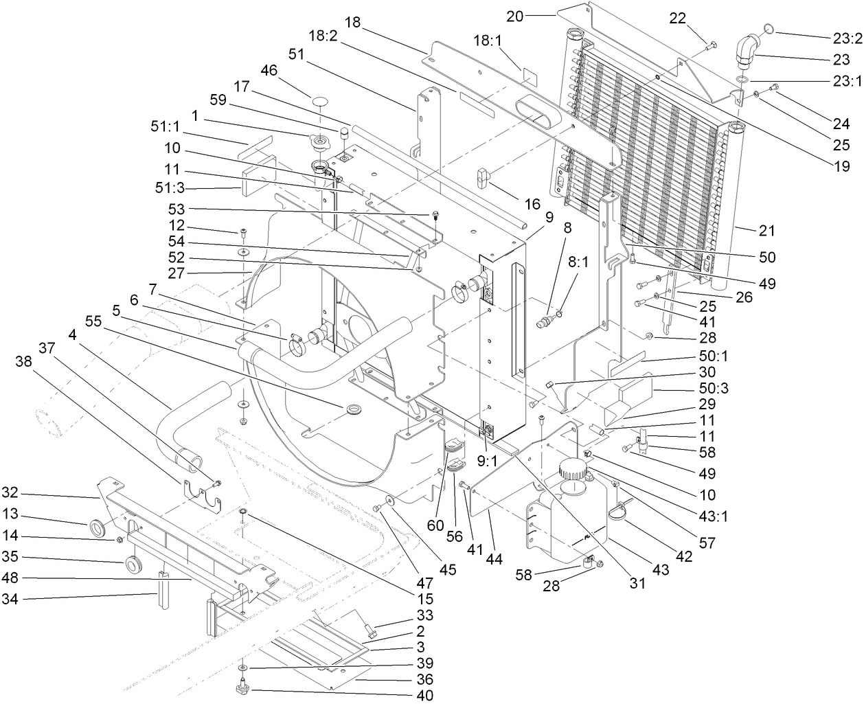 Radiator, Oil Cooler and Support Assembly