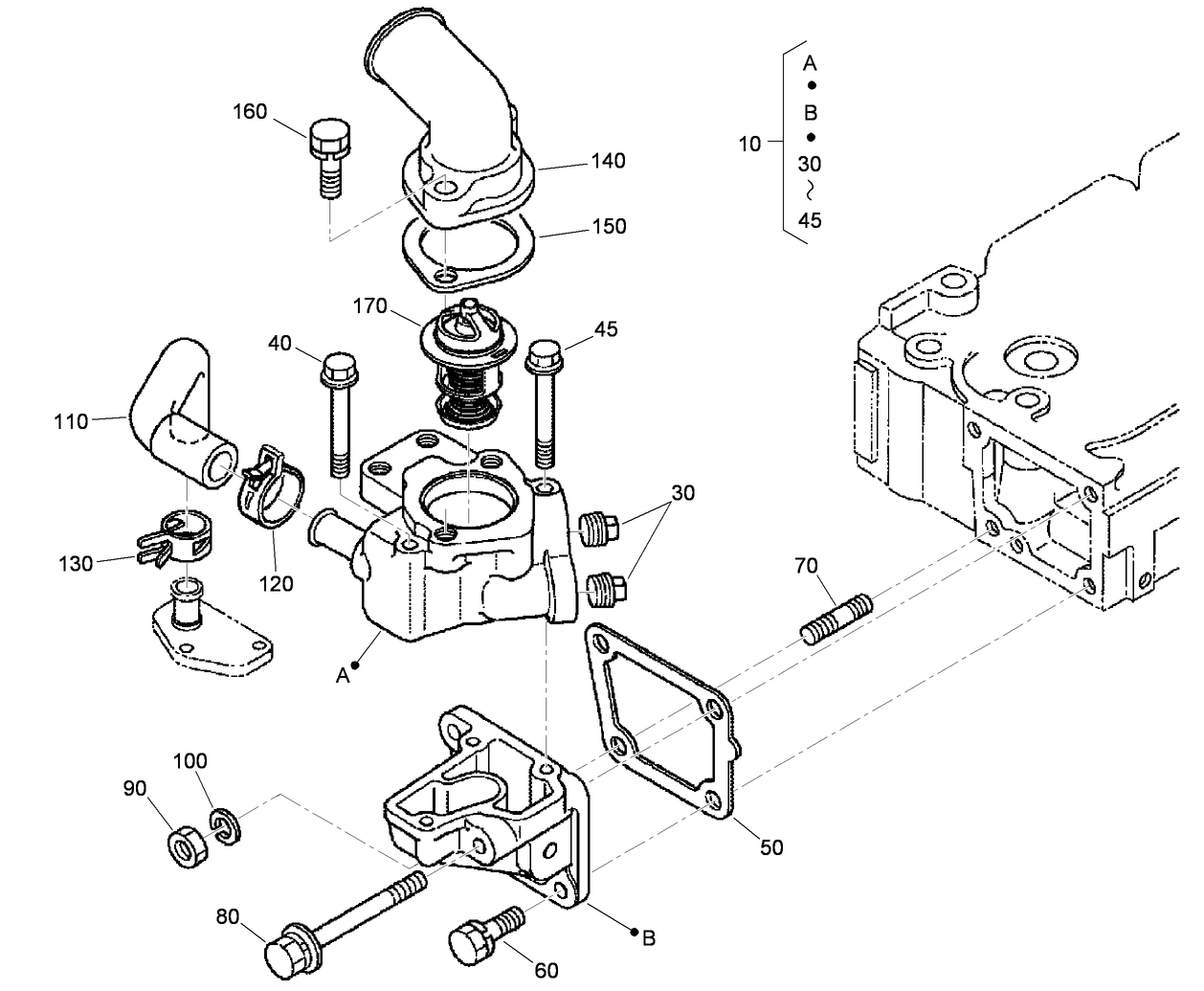 Water Flange and Thermostat Assembly