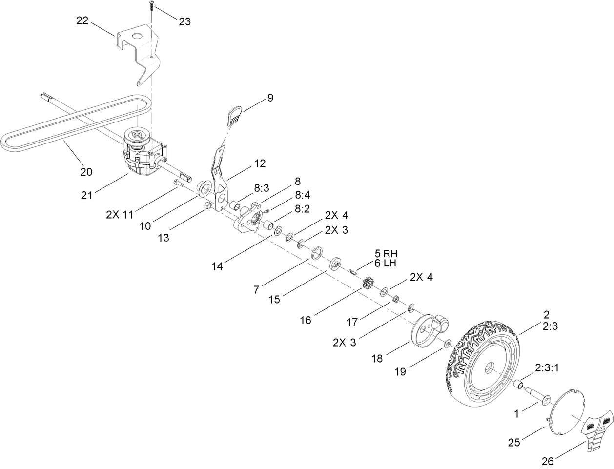 Rear Wheel and Transmission Assembly