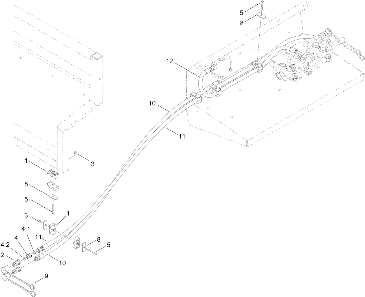 Hydraulic Hose and Clamp Assembly