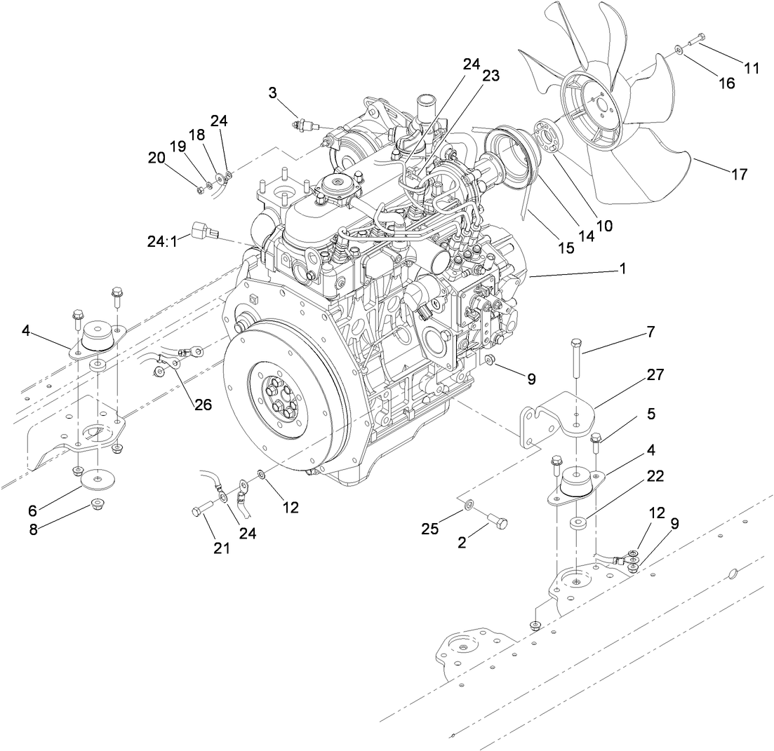 Engine Mounting and Electrical Assembly