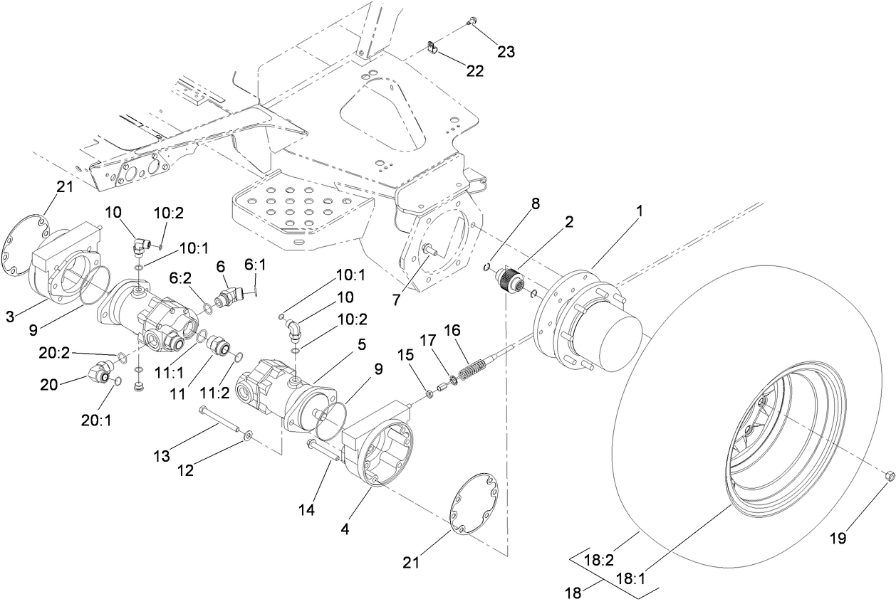 Front Wheel, Brake and Hydraulic Drive Assembly