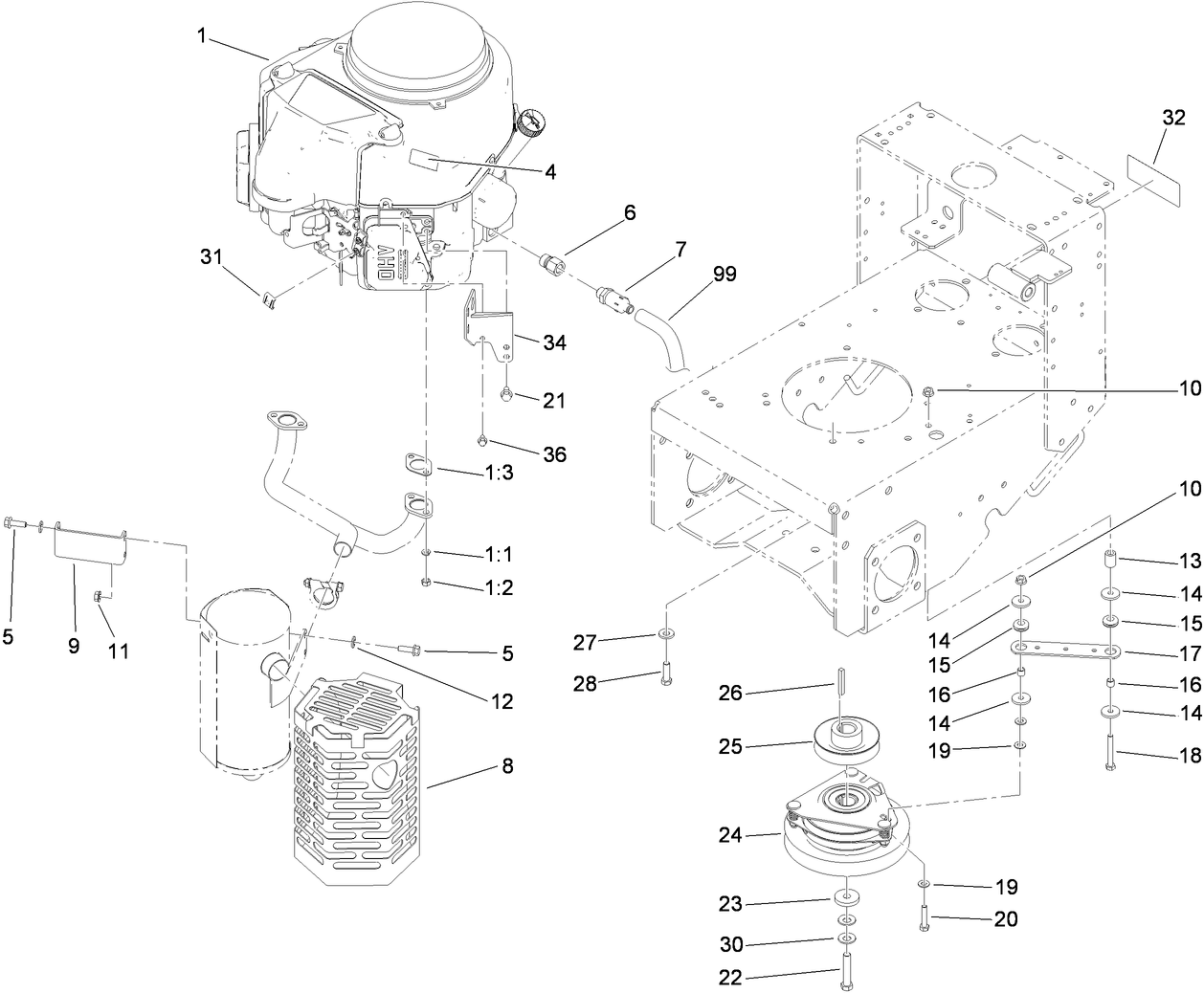 Engine and Clutch Assembly