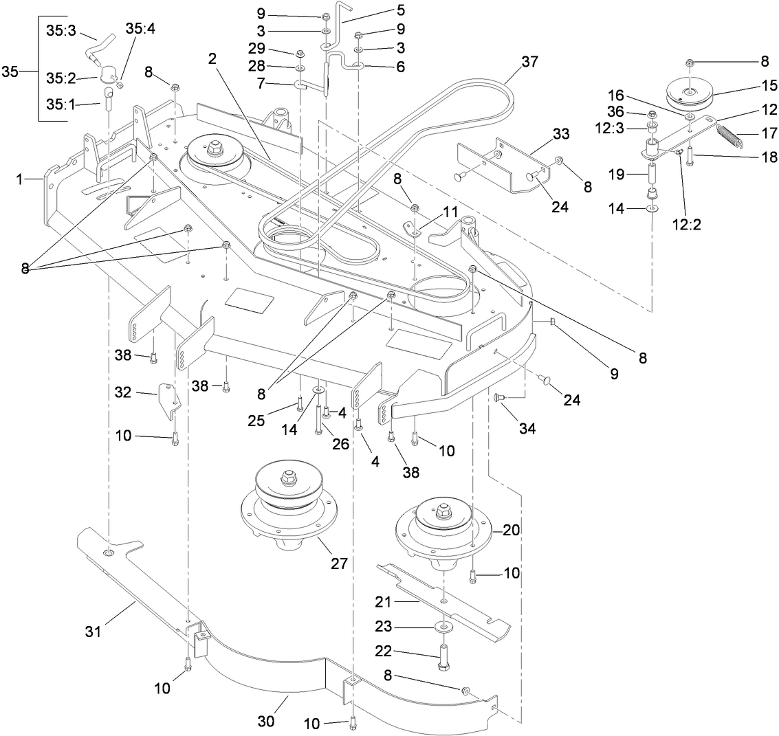Deck Drive and Baffle Assembly