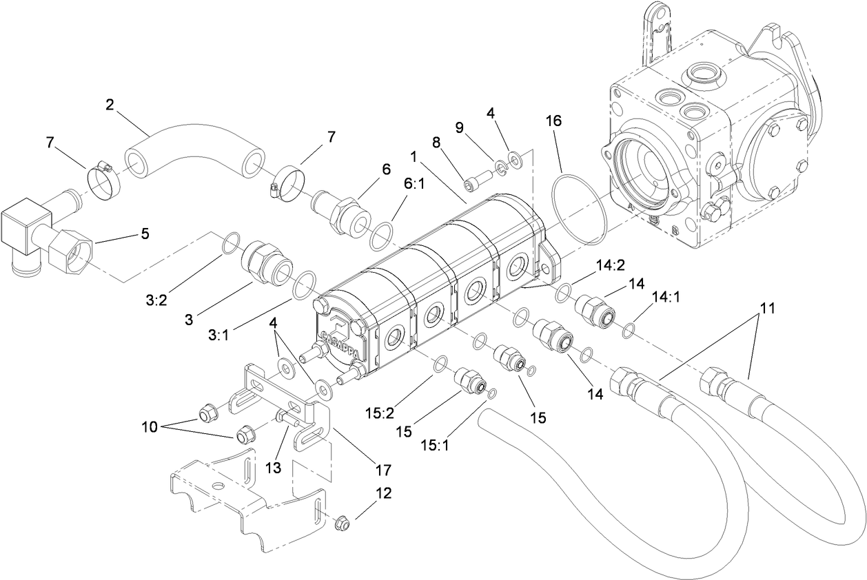 Gear Pump Hydraulic Plumbing Assembly