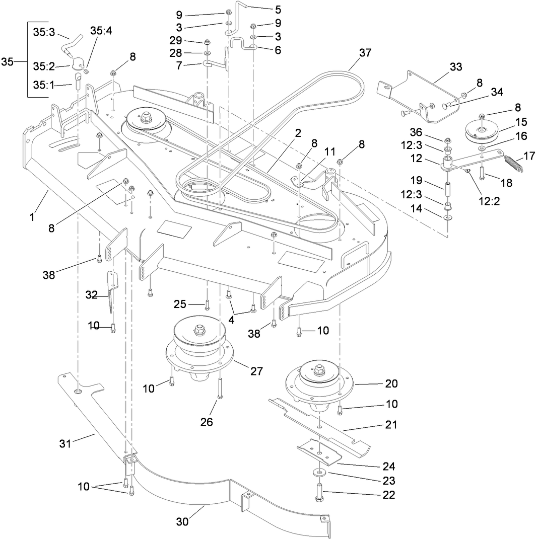 Deck Drive and Baffle Assembly